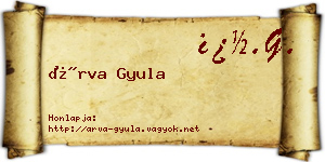 Árva Gyula névjegykártya