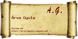 Árva Gyula névjegykártya