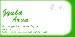 gyula arva business card